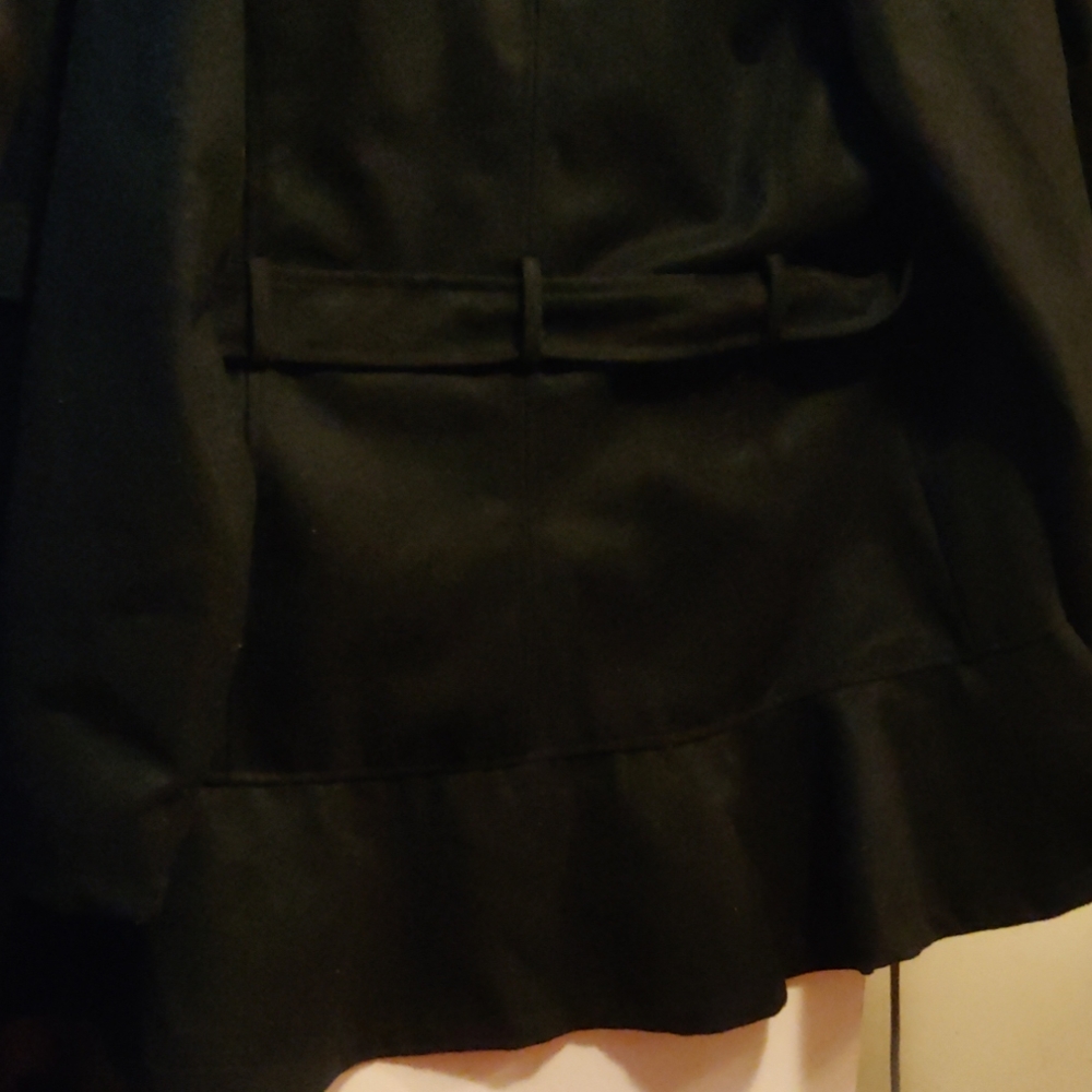 Poly wool blend  ruffle edged coat